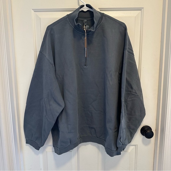 SKIMS Boyfriend Fleece Slouchy Half Zip Pullover in Zircon - Picture 1 of 7